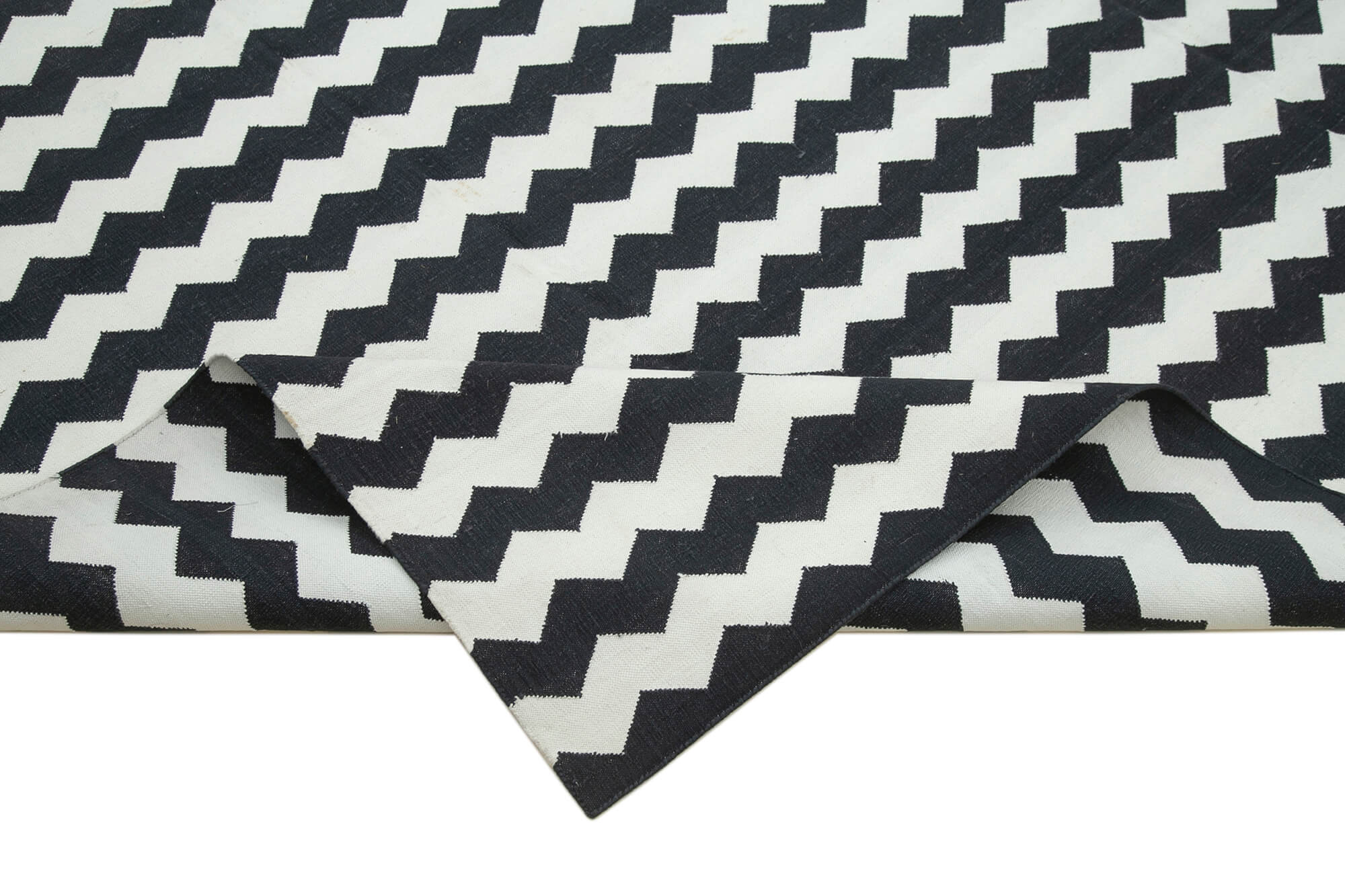 Handmade Area Rug - Black Geometric Cotton Wool Rug, Durable Soft Texture 8'10''x11'10''