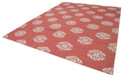 Handmade Wool Area Rug – Red Geometric Cotton Wool Rug 8'10'' x 11'10''