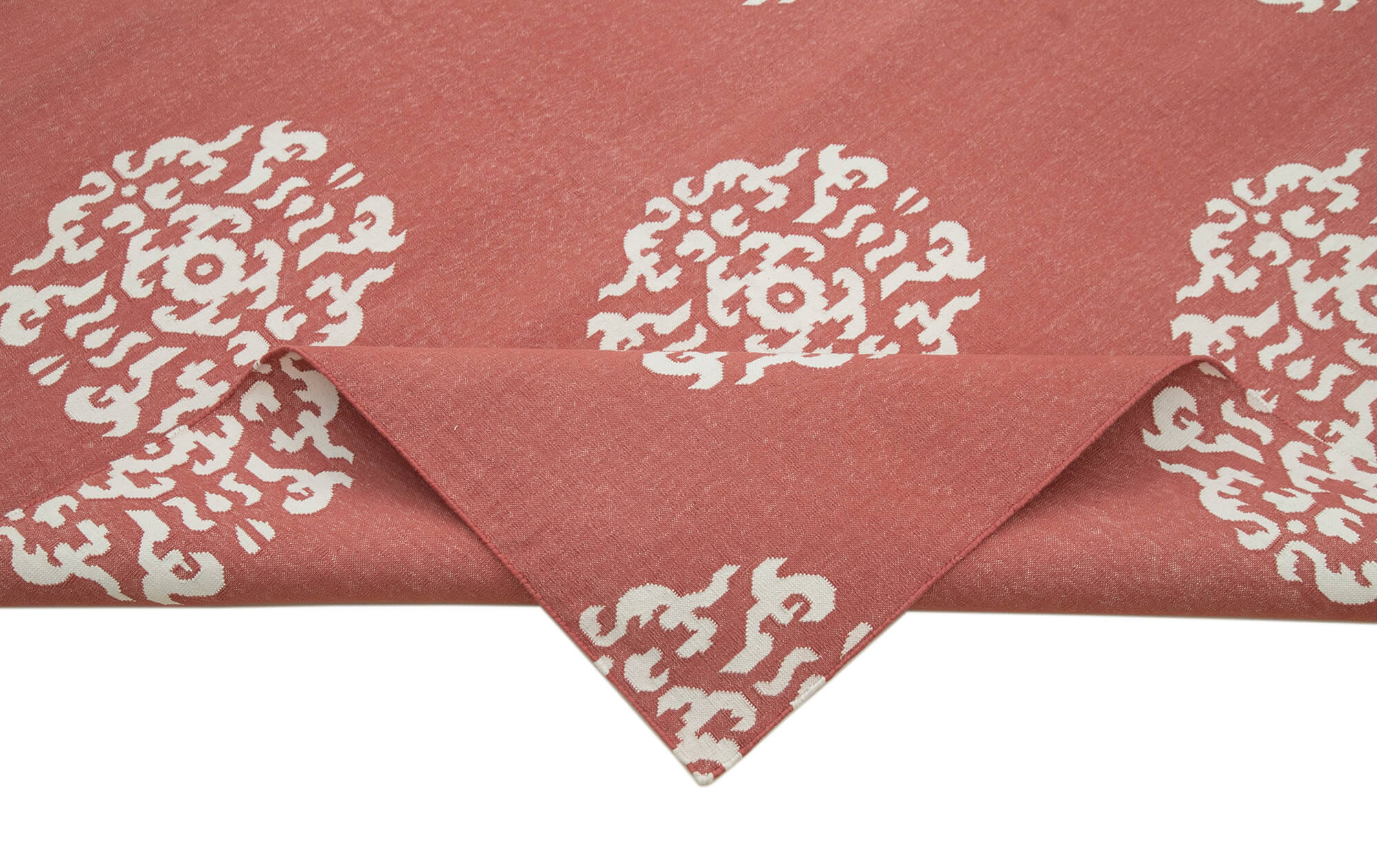 Handmade Area Rug - Red Geometric Cotton Wool Carpet 9'1'' x 11'7'' | Durable Hand Knotted Rug