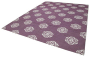 Handmade Area Rug - Purple Geometric Rug 9'1''x11'10'' | Durable Cotton Wool, Turkish Vintage Carpet