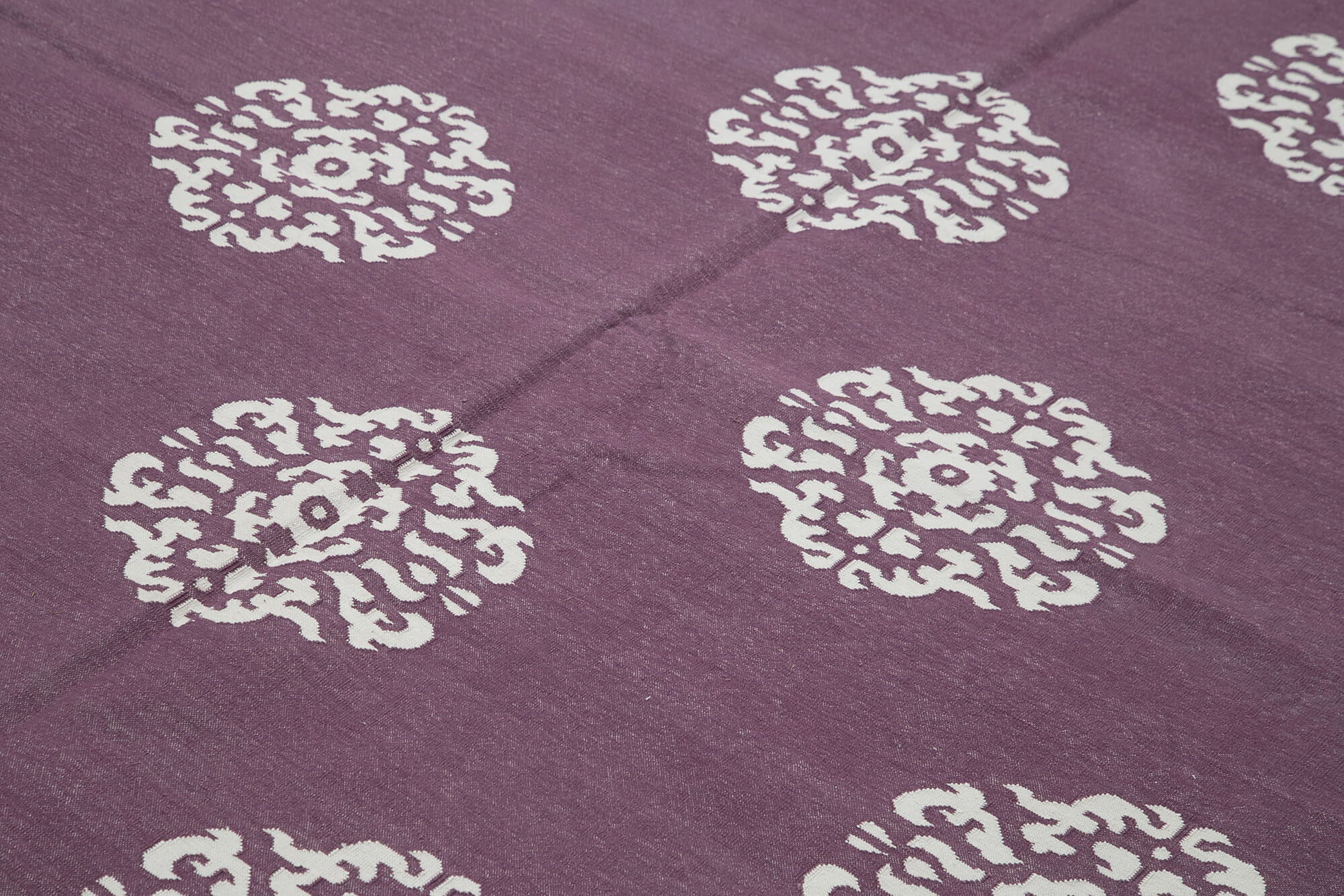 Handmade Area Rug - Purple Geometric Rug 9'1''x11'10'' | Durable Cotton Wool, Turkish Vintage Carpet