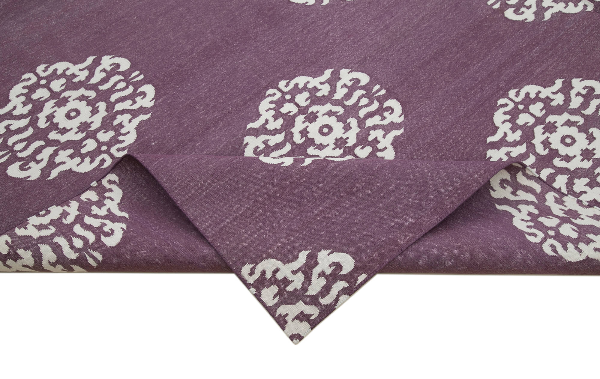 Handmade Area Rug - Purple Geometric Rug 9'1''x11'10'' | Durable Cotton Wool, Turkish Vintage Carpet