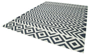 Handmade Area Rug – Black Geometric Cotton Wool Vintage Handwoven Carpet 9'1" x 11'11"