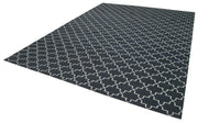 Handmade Area Rug – Black Geometric Cotton Wool Vintage Handwoven Carpet 9'2" x 12'0"
