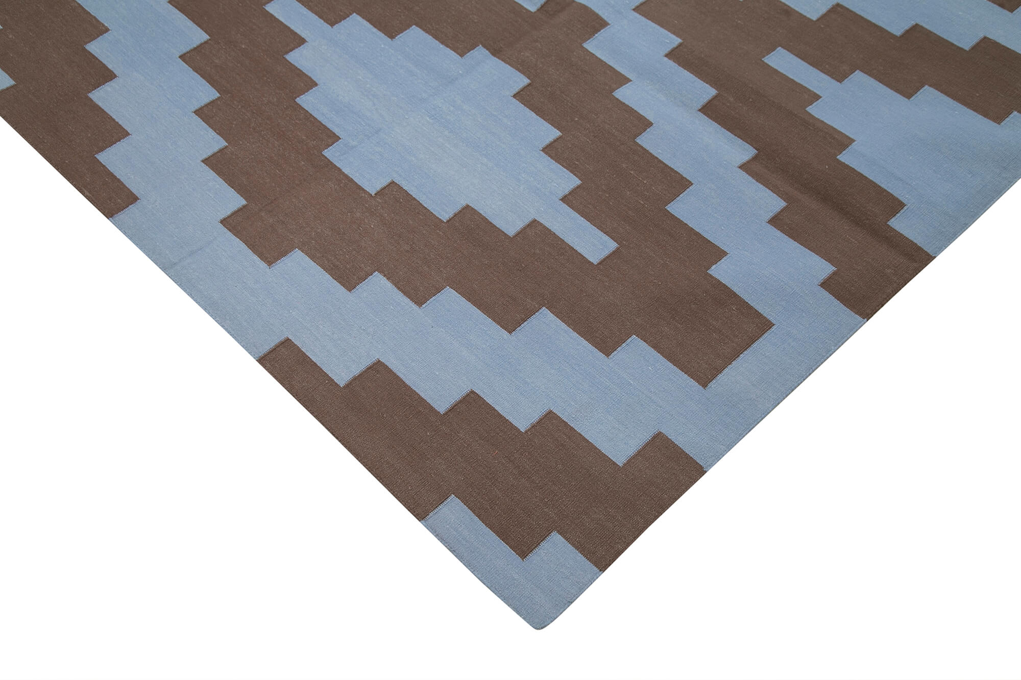 Handmade Area Rug - Brown Geometric Cotton Wool Durable Soft Living Room Carpet