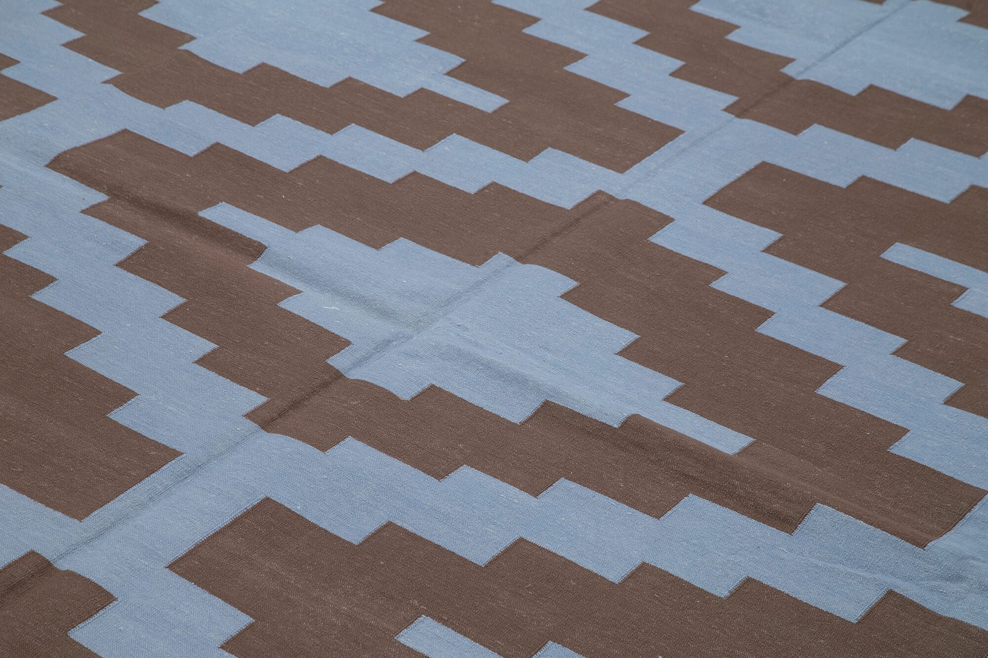 Handmade Area Rug - Brown Geometric Cotton Wool Durable Soft Living Room Carpet