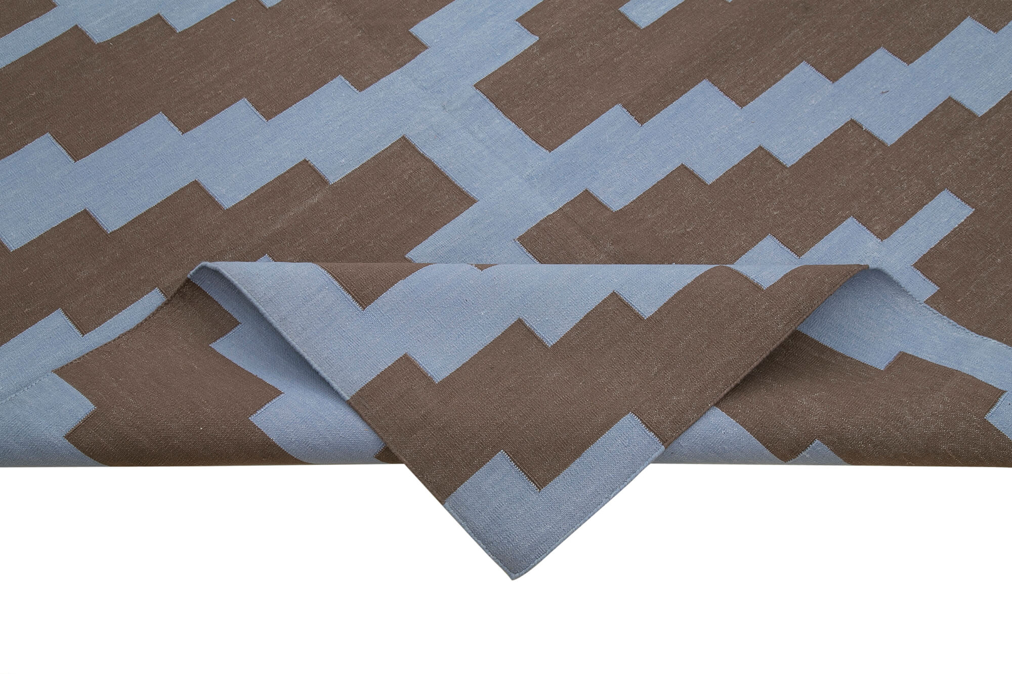 Handmade Area Rug - Brown Geometric Cotton Wool Durable Soft Living Room Carpet