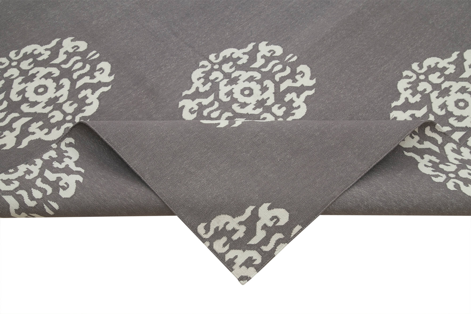 Handmade Wool Area Rug - Grey Geometric Design Cotton Wool Rug 9'1'' x 11'8''