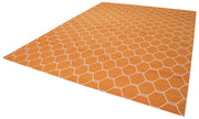 Handmade Area Rug - Orange Geometric Cotton Wool Vintage Handwoven Carpet 8'11"x11'11"