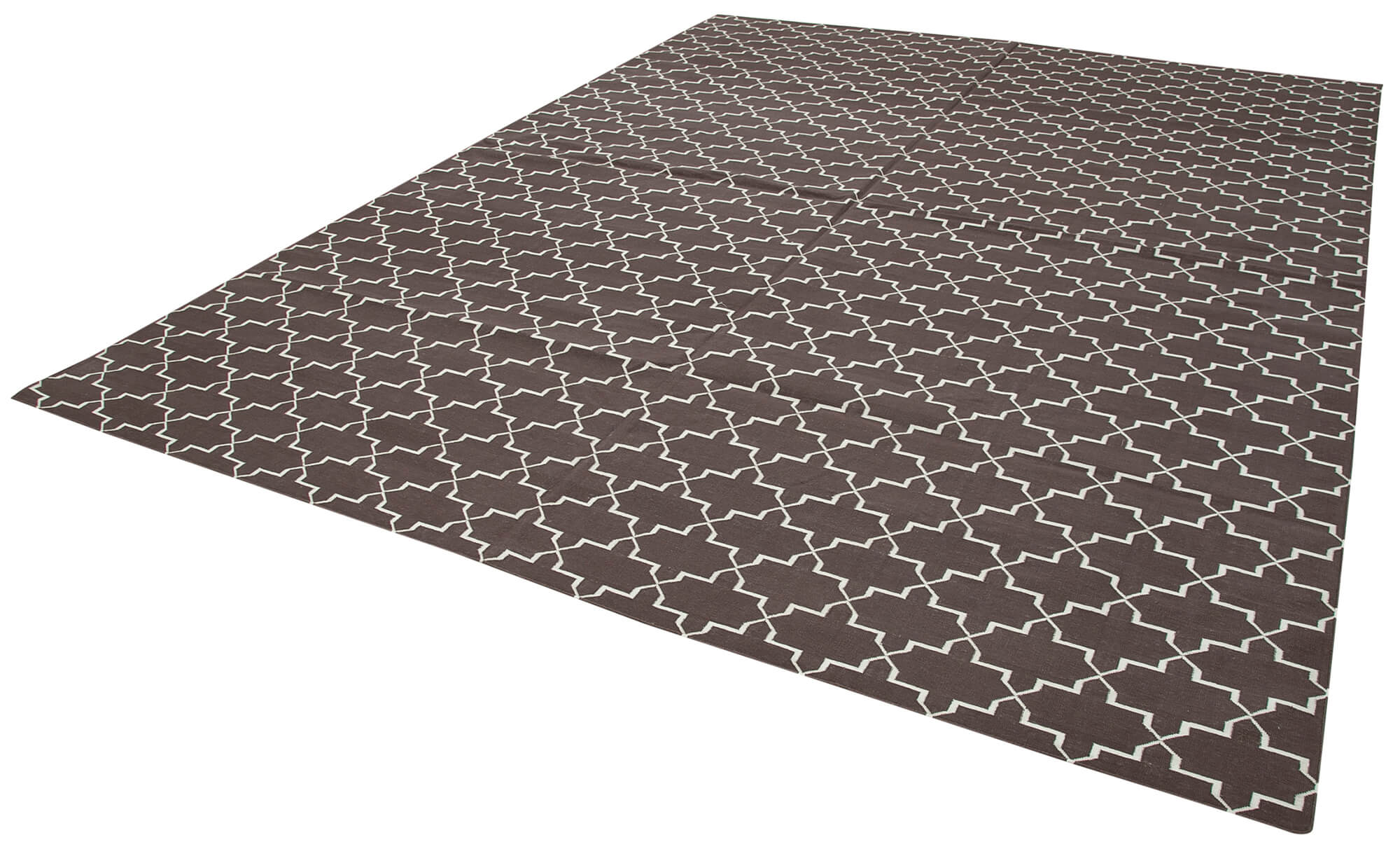Handmade Wool Area Rug - Brown Geometric 9x12 Natural Fiber Rug by Agacan