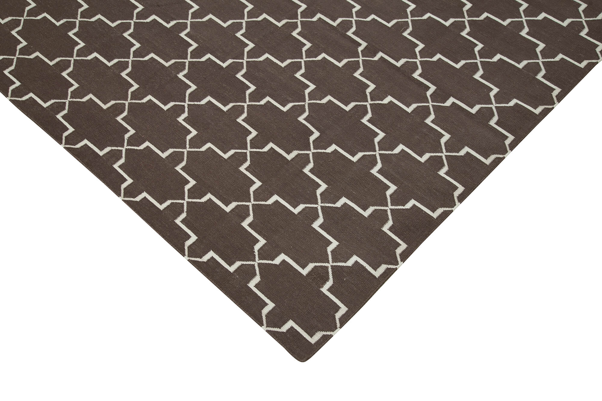 Handmade Wool Area Rug - Brown Geometric 9x12 Natural Fiber Rug by Agacan