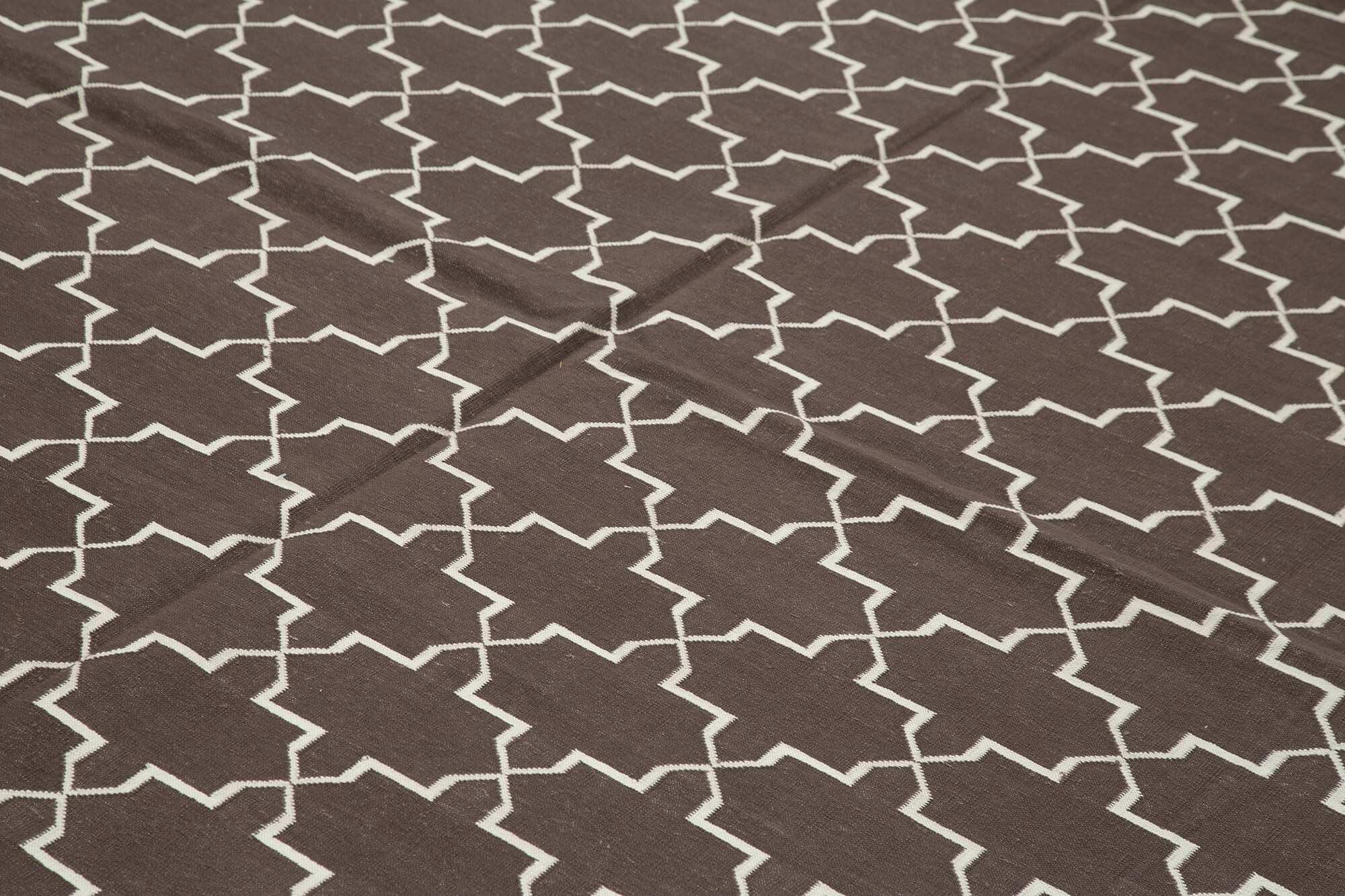 Handmade Wool Area Rug - Brown Geometric 9x12 Natural Fiber Rug by Agacan