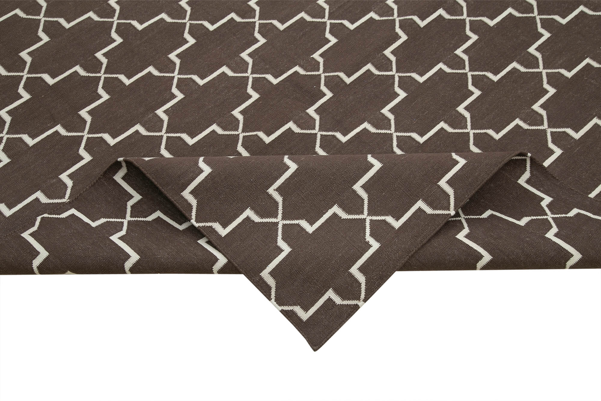 Handmade Wool Area Rug - Brown Geometric 9x12 Natural Fiber Rug by Agacan