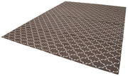 Handmade Area Rug - Brown Geometric Cotton Wool Vintage Hand Woven Carpet 9'3" x 11'11"