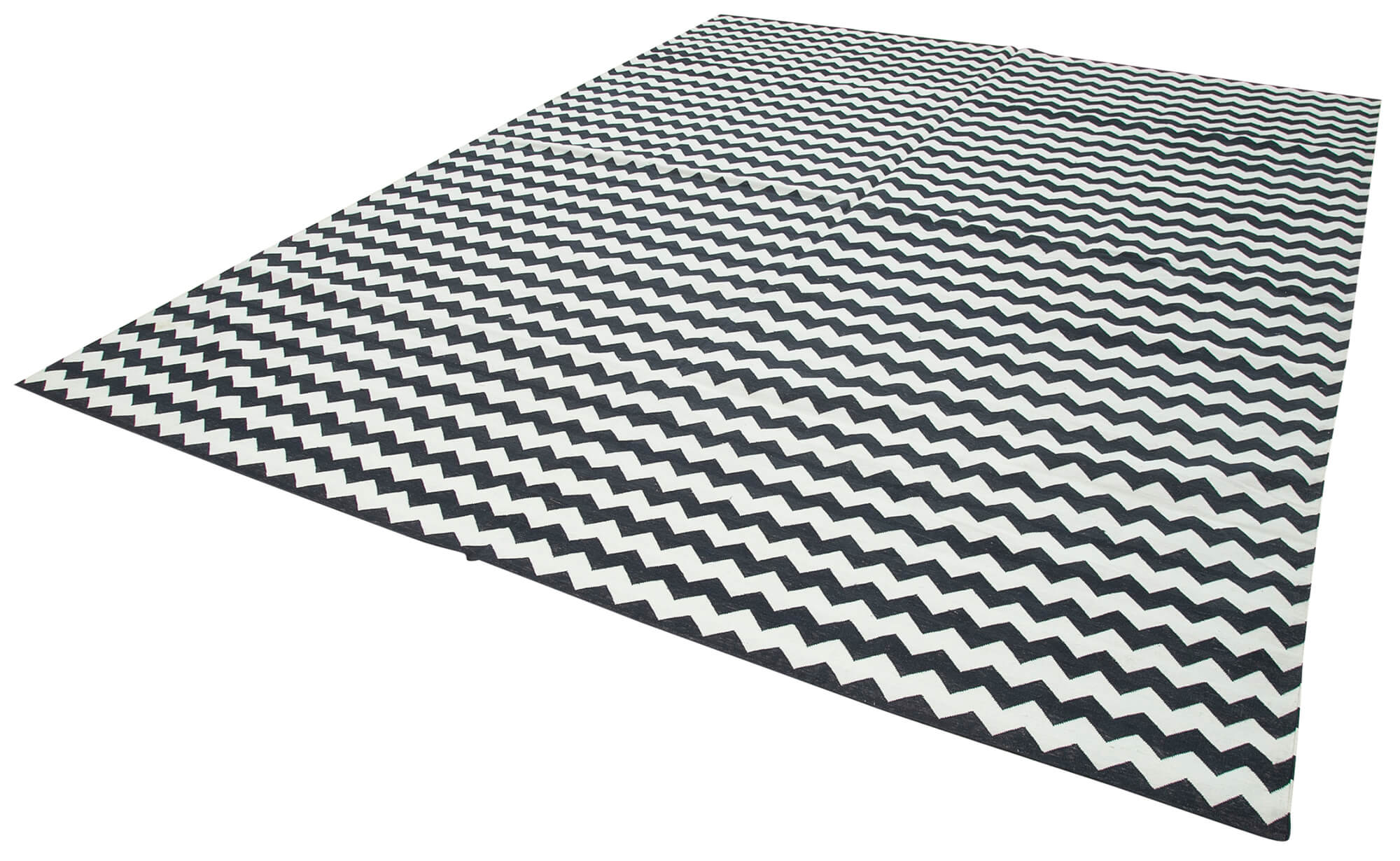 Handmade Wool Area Rug – Black Geometric Pattern Cotton Wool Rug 8'11''x11'8''