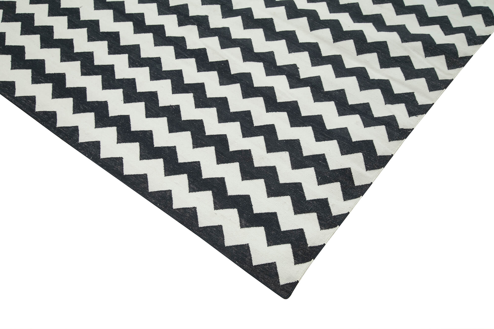 Handmade Wool Area Rug – Black Geometric Pattern Cotton Wool Rug 8'11''x11'8''