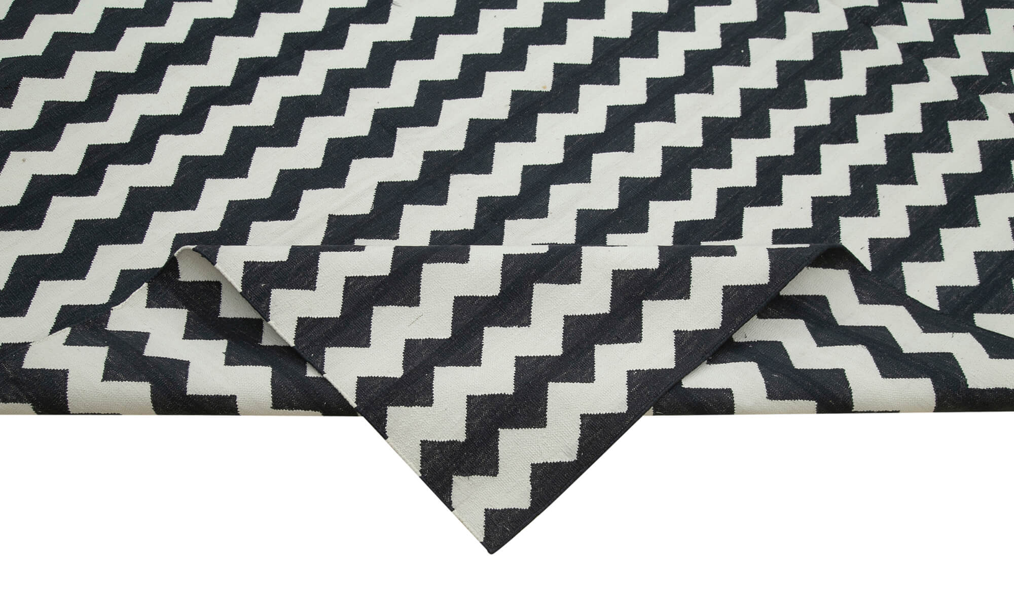 Handmade Wool Area Rug – Black Geometric Pattern Cotton Wool Rug 8'11''x11'8''