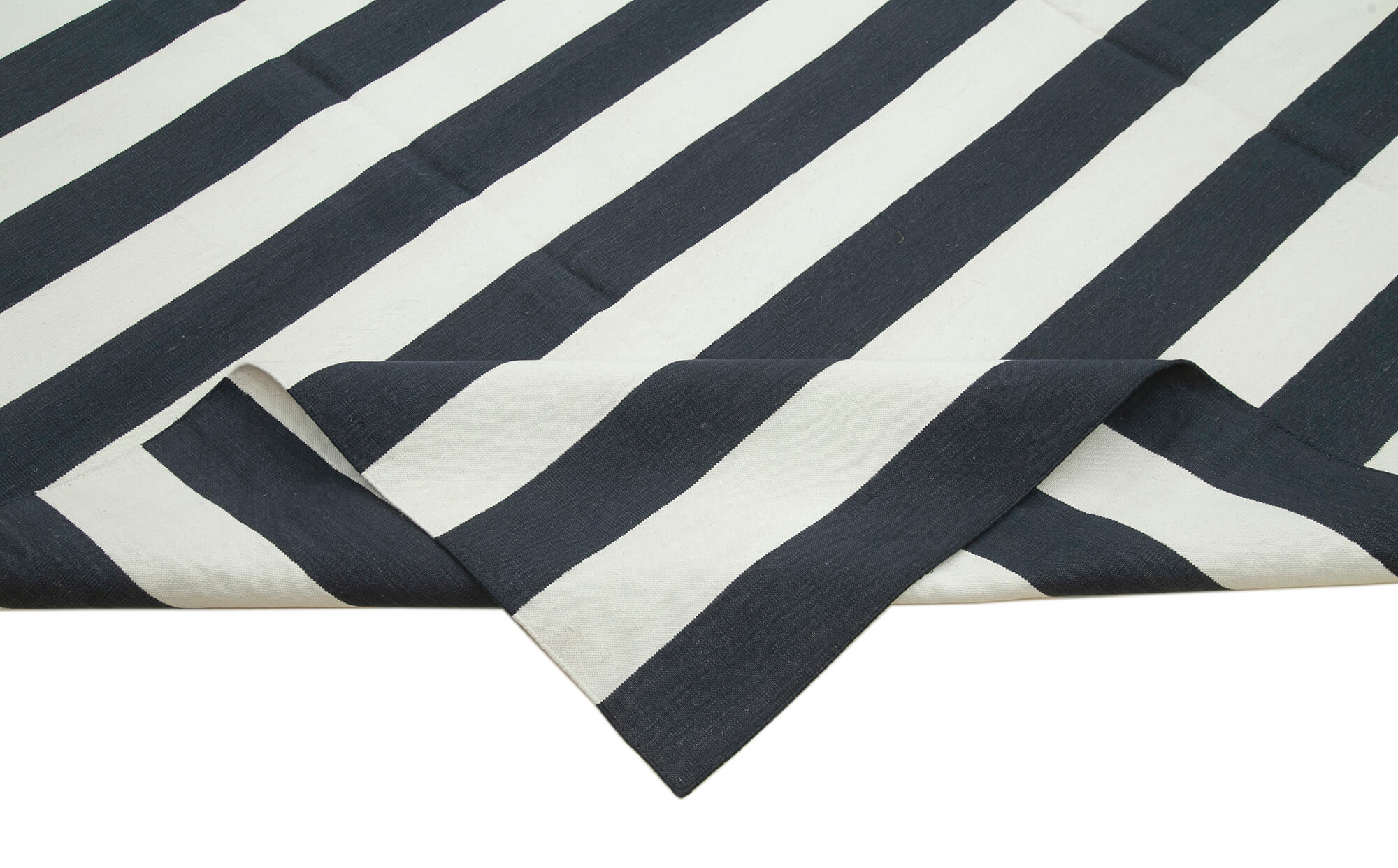 Handmade Wool Area Rug – Black Geometric Pattern Rug | Durable Cotton Wool Carpet 8'10" x 12'2"
