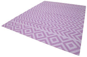 Handmade Cotton Wool Rug - Purple Geometric Area Rug, Vintage Turkish Carpet 9'2"x11'9"