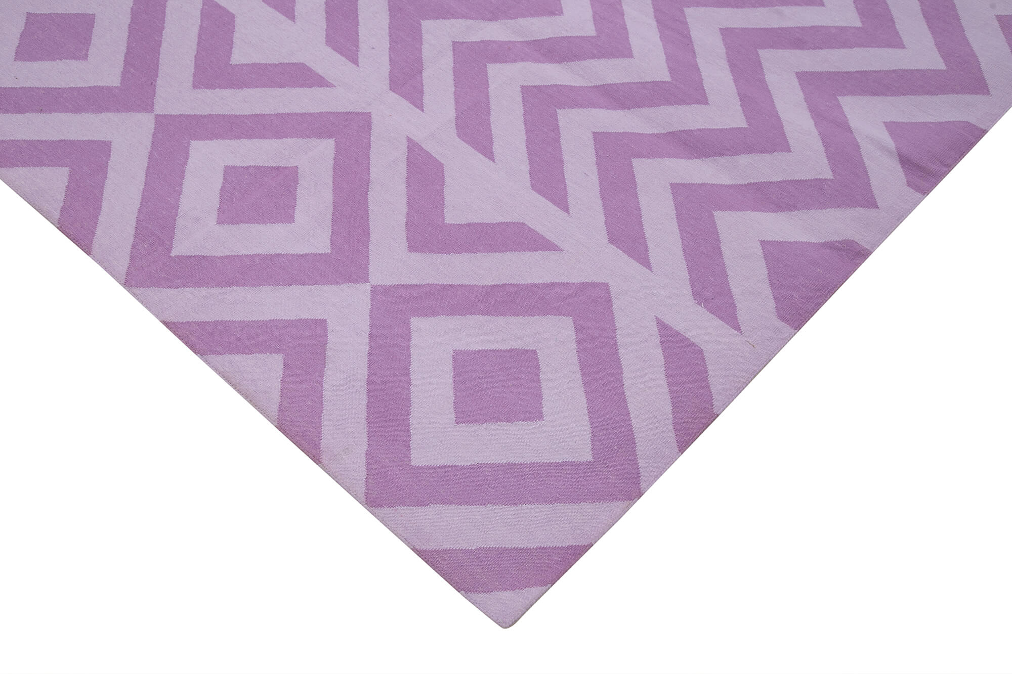 Handmade Cotton Wool Rug - Purple Geometric Area Rug, Vintage Turkish Carpet 9'2"x11'9"