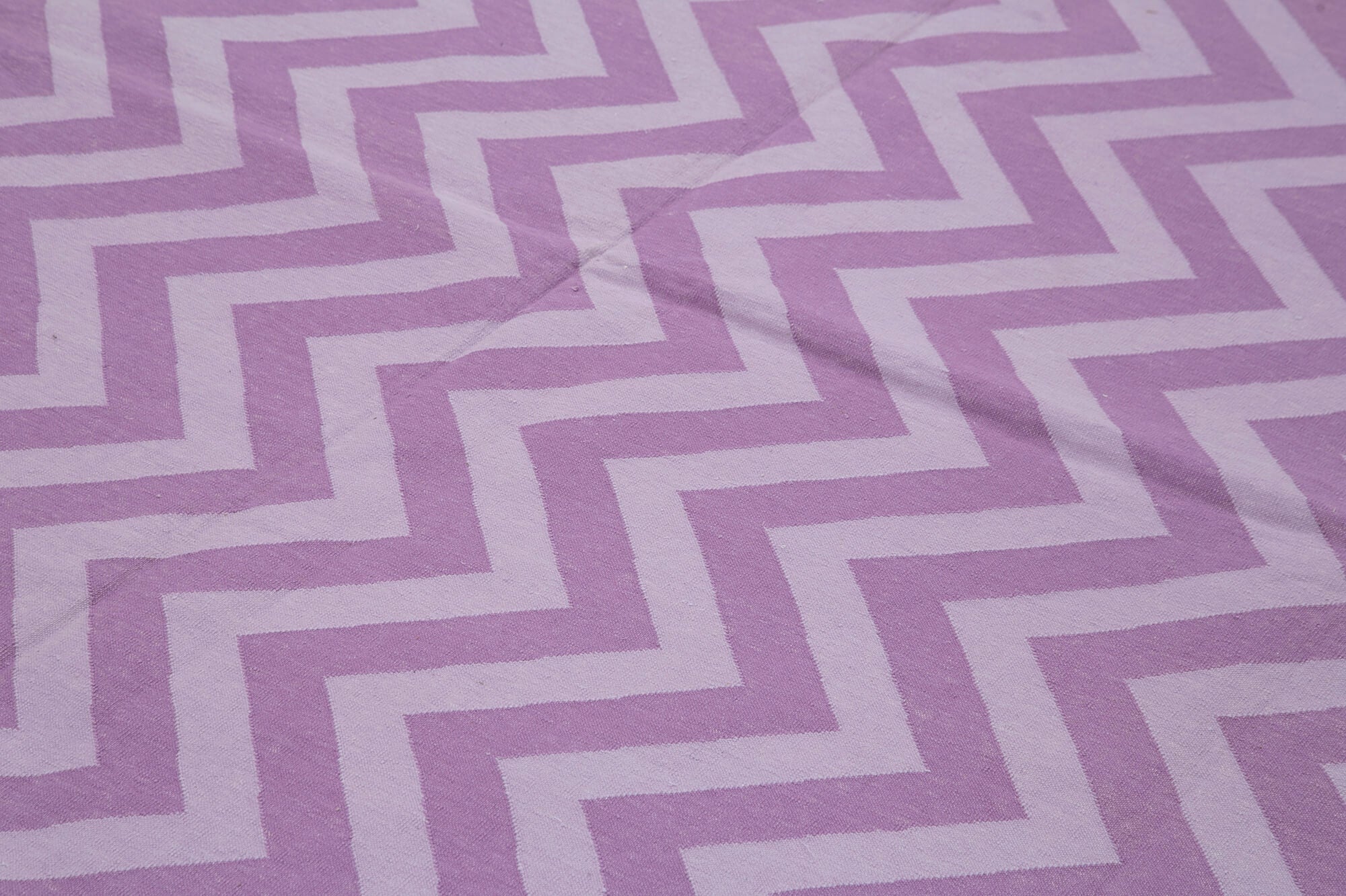 Handmade Cotton Wool Rug - Purple Geometric Area Rug, Vintage Turkish Carpet 9'2"x11'9"