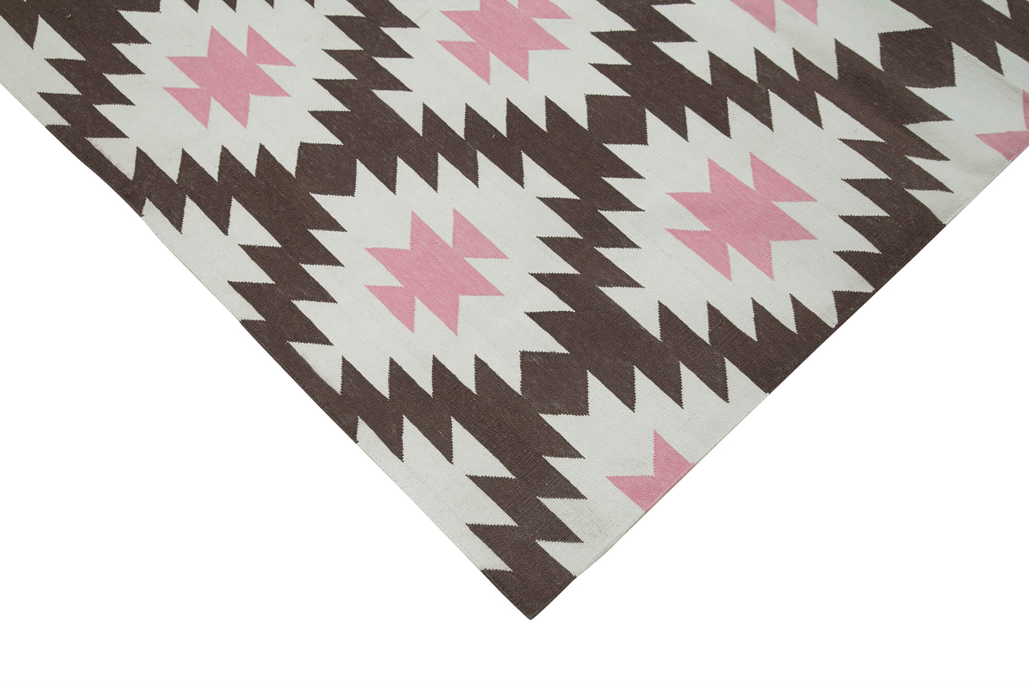 Handmade Wool Area Rug | Vintage Turkish Rug with Brown Geometric Pattern – Soft Texture Carpet