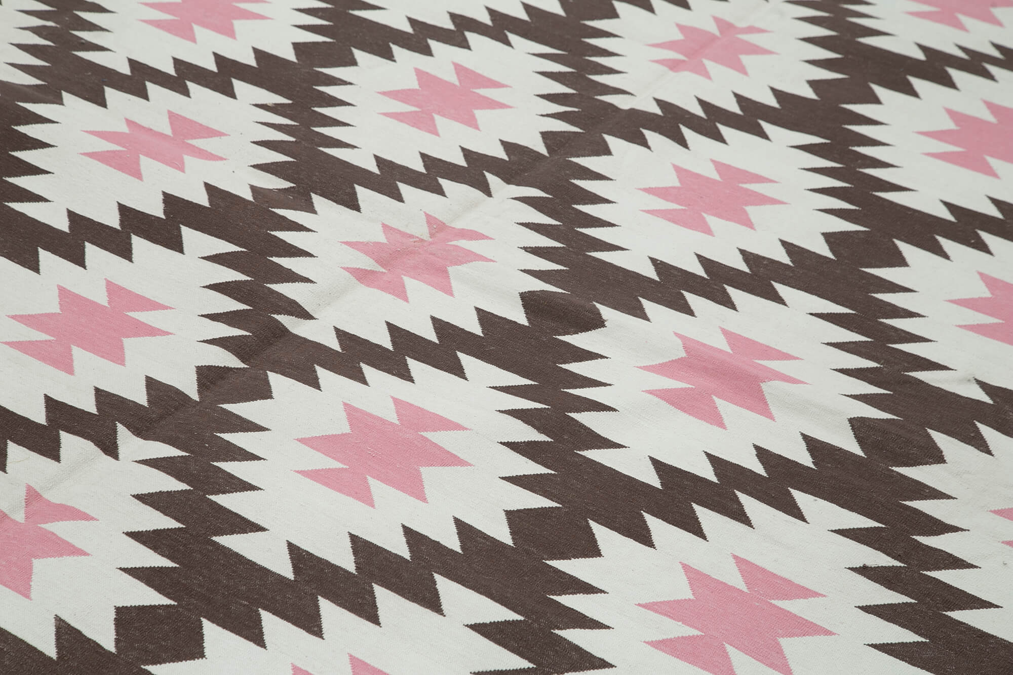 Handmade Wool Area Rug | Vintage Turkish Rug with Brown Geometric Pattern – Soft Texture Carpet