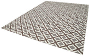 Handmade Area Rug - Brown Geometric Cotton Wool Rug 8'10'' x 11'10'' for Living Room