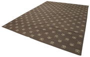 Handmade Area Rug - Brown Geometric Pattern Cotton Wool Rug 8'10'' x 11'10''