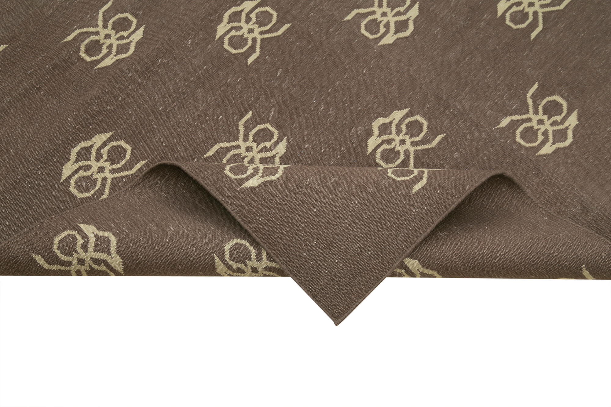 Handmade Area Rug - Brown Geometric Pattern Cotton Wool Rug 8'10'' x 11'10''