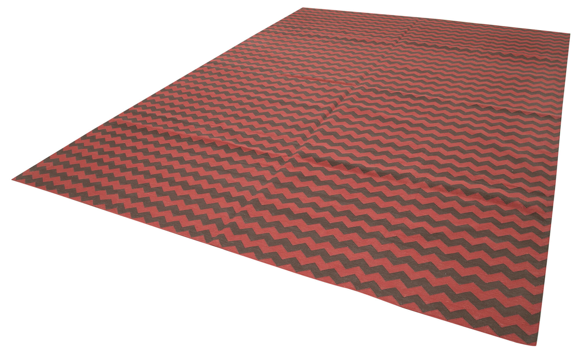 Handmade Area Rug – Red Geometric Cotton Wool Vintage Hand Woven Carpet 8'11''x11'9''