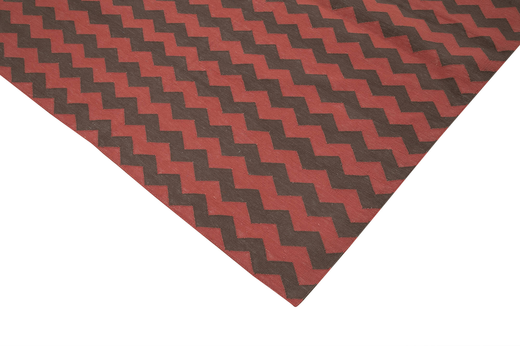 Handmade Area Rug – Red Geometric Cotton Wool Vintage Hand Woven Carpet 8'11''x11'9''