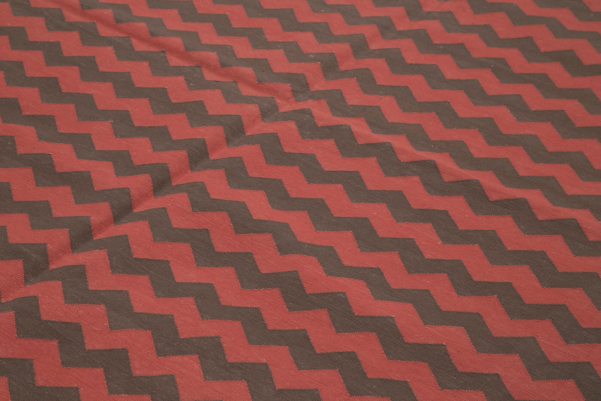 Handmade Area Rug – Red Geometric Cotton Wool Vintage Hand Woven Carpet 8'11''x11'9''