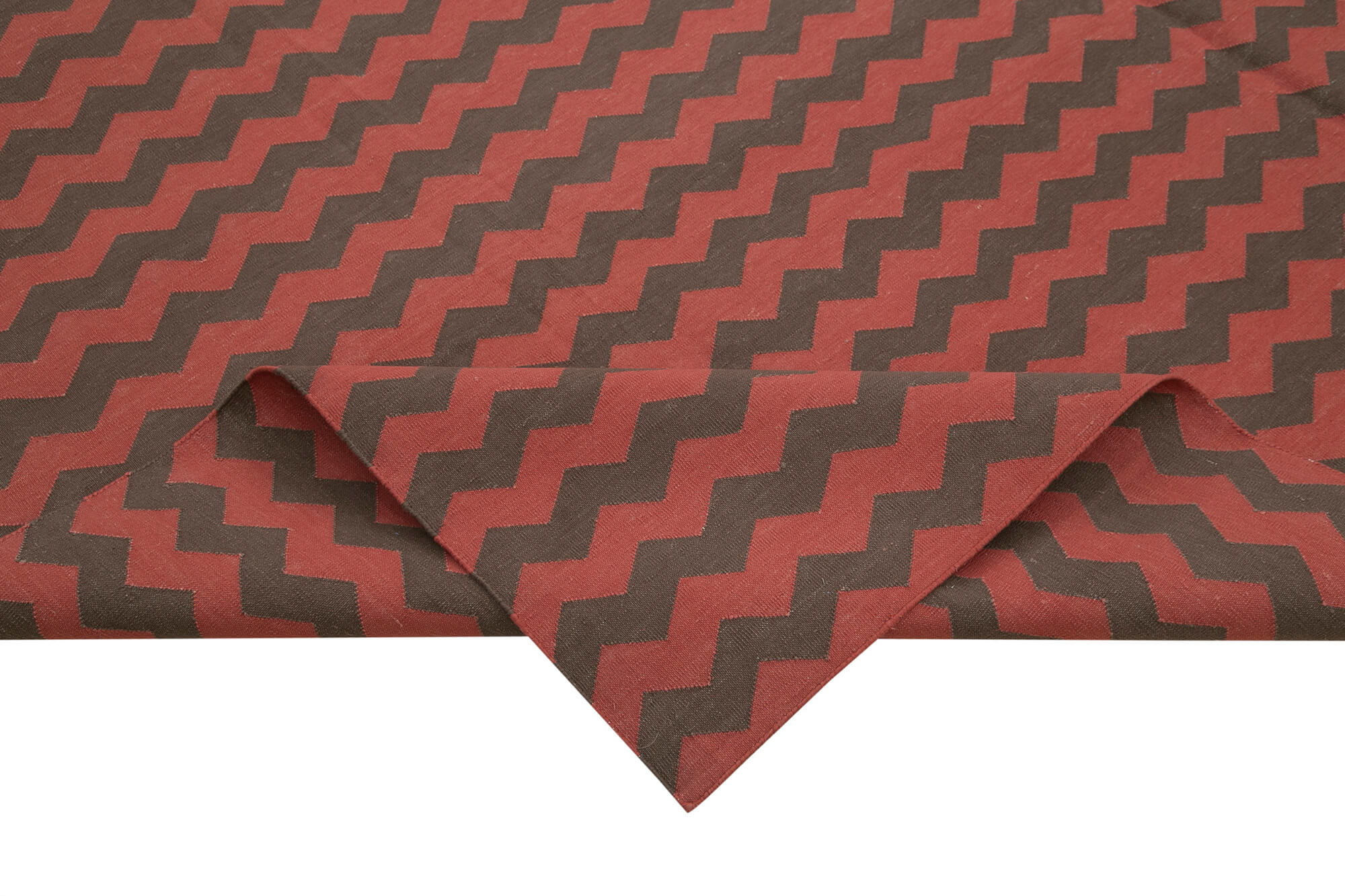 Handmade Area Rug – Red Geometric Cotton Wool Vintage Hand Woven Carpet 8'11''x11'9''