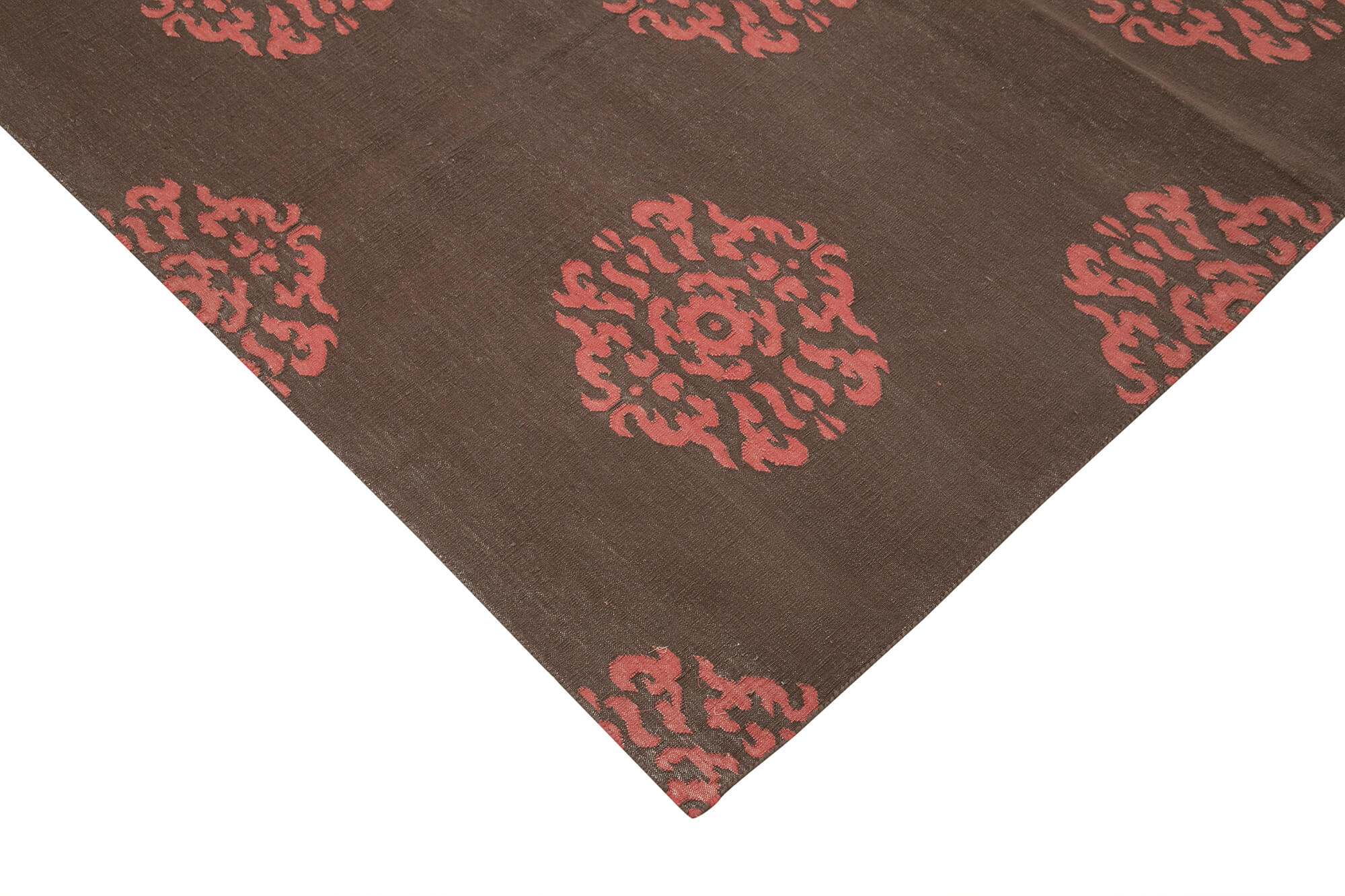Handmade Wool Area Rug - Brown Geometric Cotton Wool Rug 9'4" x 11'11"