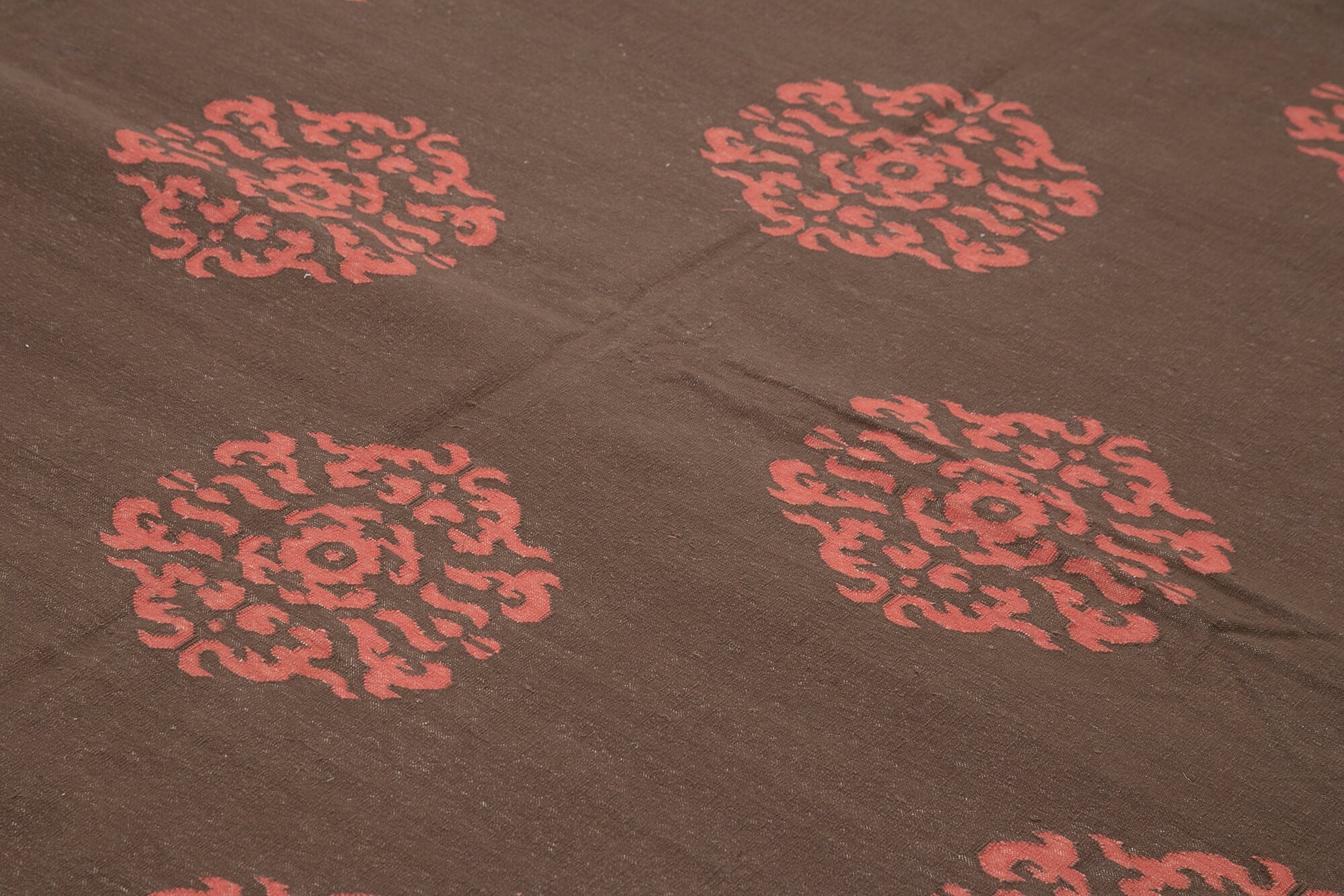 Handmade Wool Area Rug - Brown Geometric Cotton Wool Rug 9'4" x 11'11"