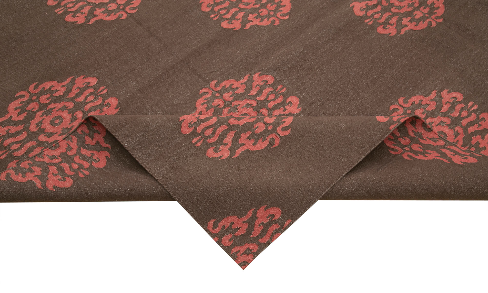 Handmade Wool Area Rug - Brown Geometric Cotton Wool Rug 9'4" x 11'11"