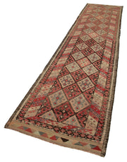 Handmade Vintage Area Rug – Traditional Herki Design | Wool & Cotton Blend 2'11''x13'8''