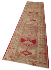 Vintage Handmade Area Rug – Pink Turkish Cotton Wool Runner, Hand Woven Rug 2'11''x13'4''