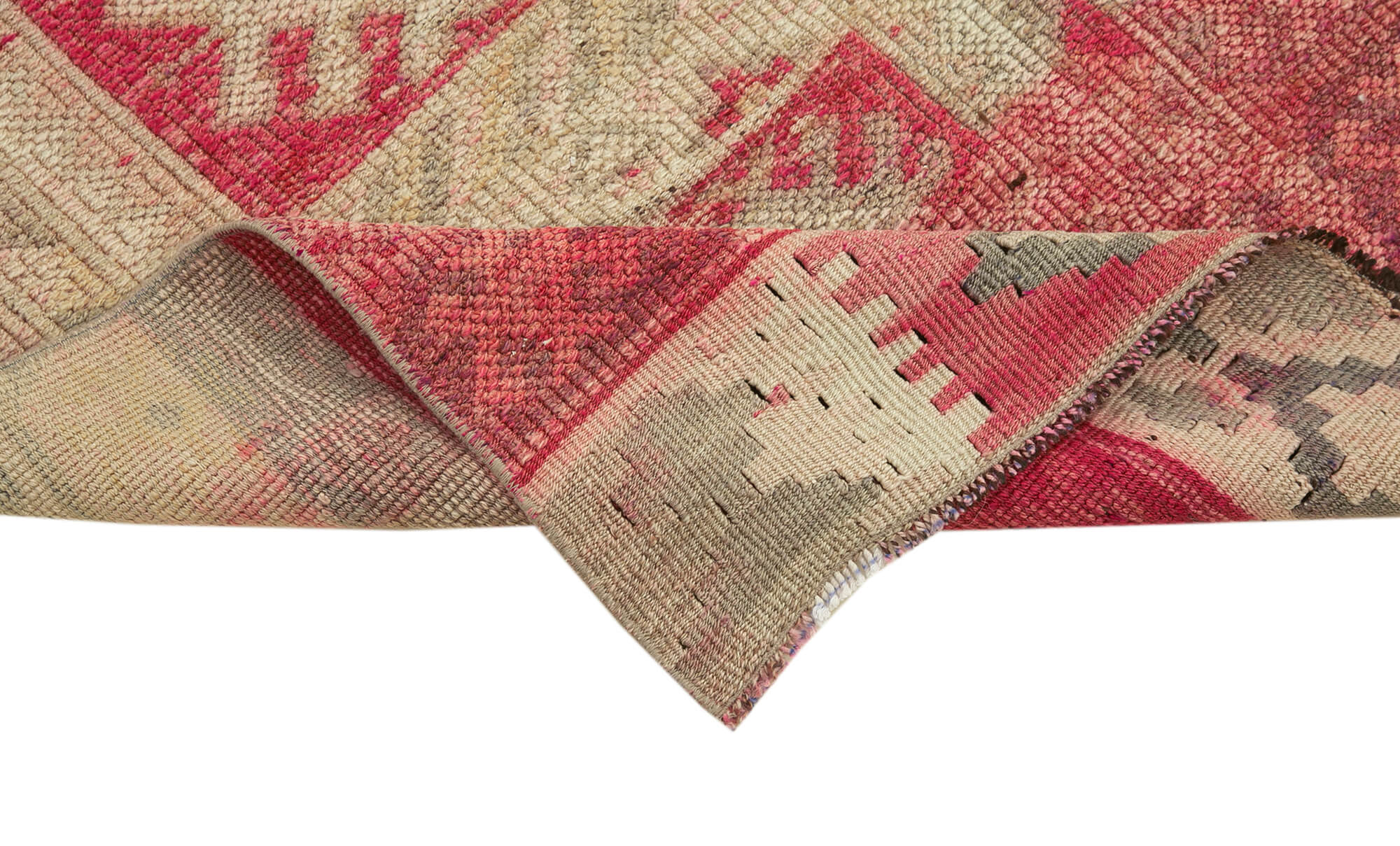 Handmade Vintage Area Rug – Beige Cotton Wool Turkish Hand Knotted Carpet 2'7''x9'3''