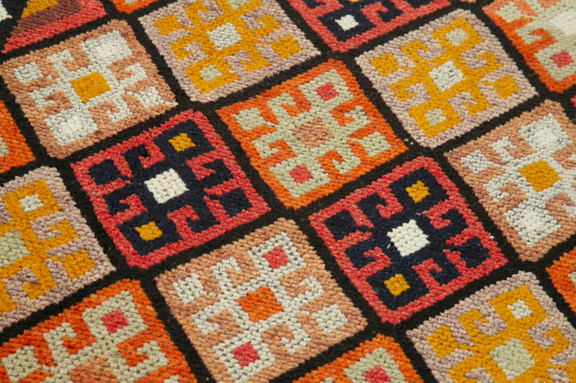 Handmade Vintage Area Rug – Black Herki Rug, 30 Year Old Turkish Wool Runner Carpet