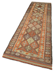 Handmade Wool Area Rug | Turkish Wool Rug Brown Vintage Cotton Runner