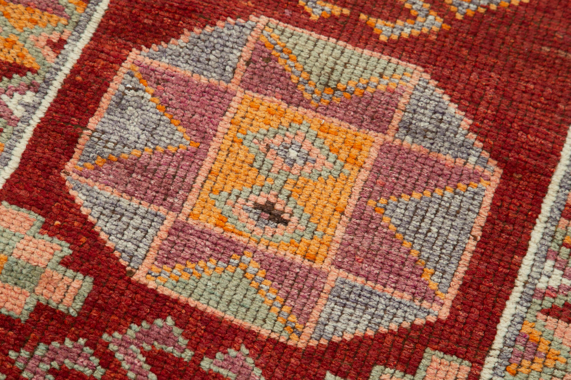 Vintage Handmade Area Rug – Hand Knotted Turkish Red Wool Runner 2'7''x12'7''