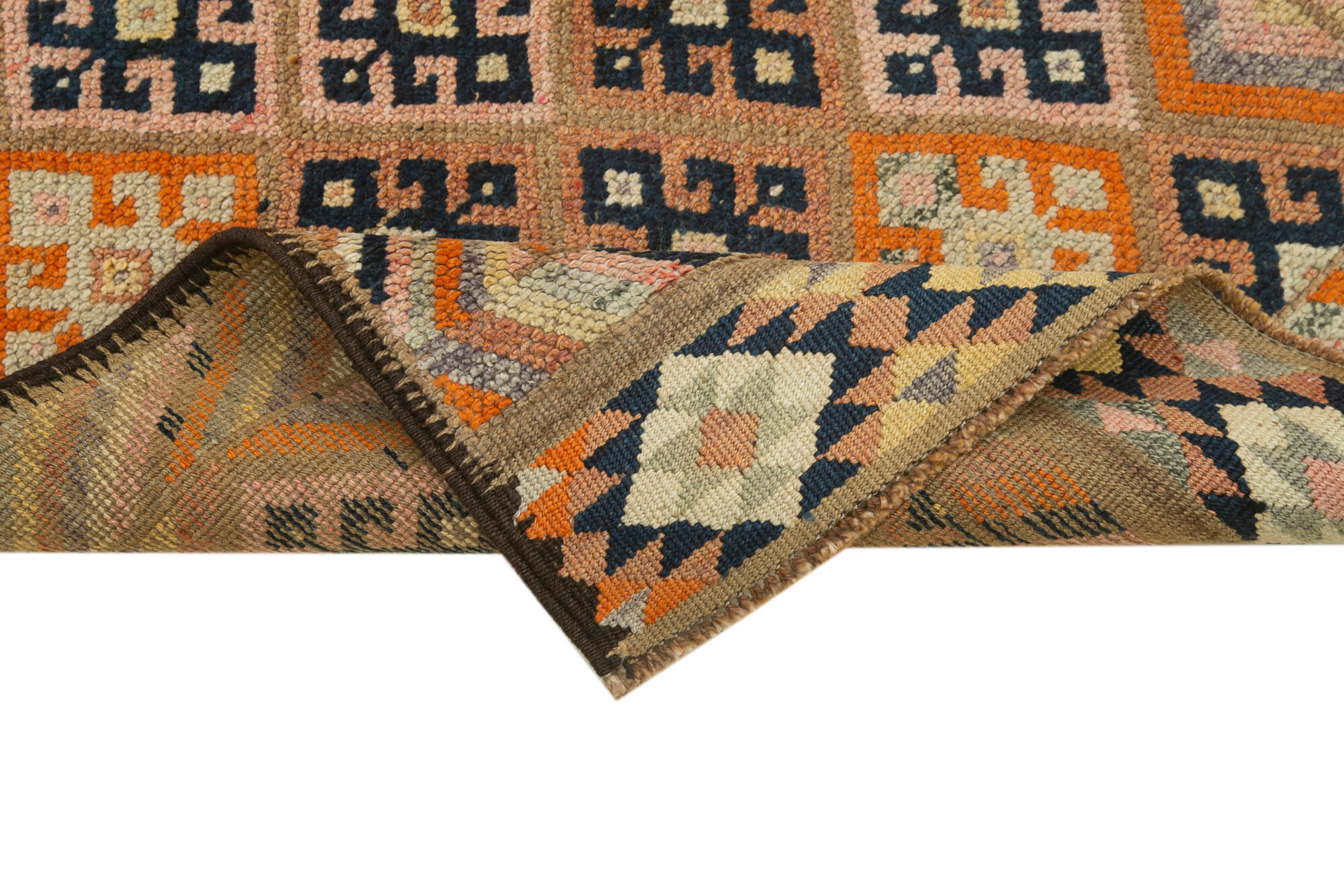 Handmade Vintage Area Rug - Herki Wool Carpet 2'11''x10'0'' | Durable Cotton & Wool