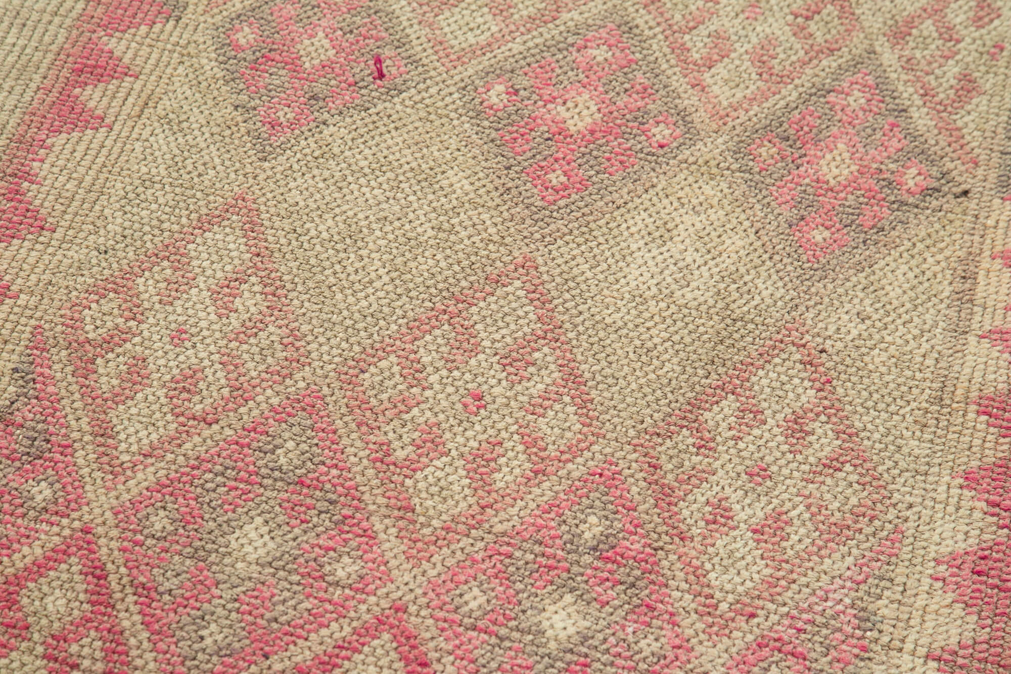 Handmade Vintage Area Rug - Beige Wool Cotton 2'10''x11'5'' | Durable Turkish Carpet