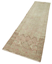 Vintage Handmade Area Rug – Beige Cotton Wool Rug, Hand Woven Turkish Carpet 2'8''x11'2''