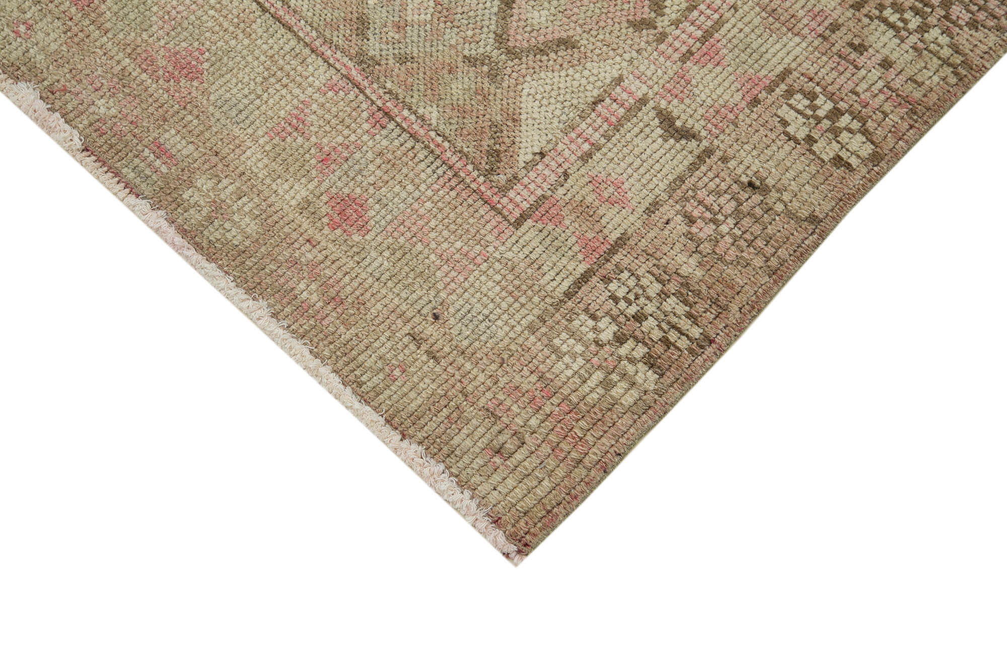 Vintage Handmade Area Rug – Beige Cotton Wool Rug, Hand Woven Turkish Carpet 2'8''x11'2''