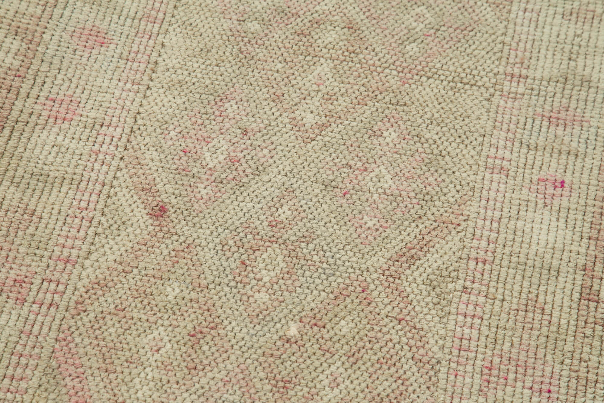 Vintage Handmade Area Rug – Beige Cotton Wool Rug, Hand Woven Turkish Carpet 2'8''x11'2''