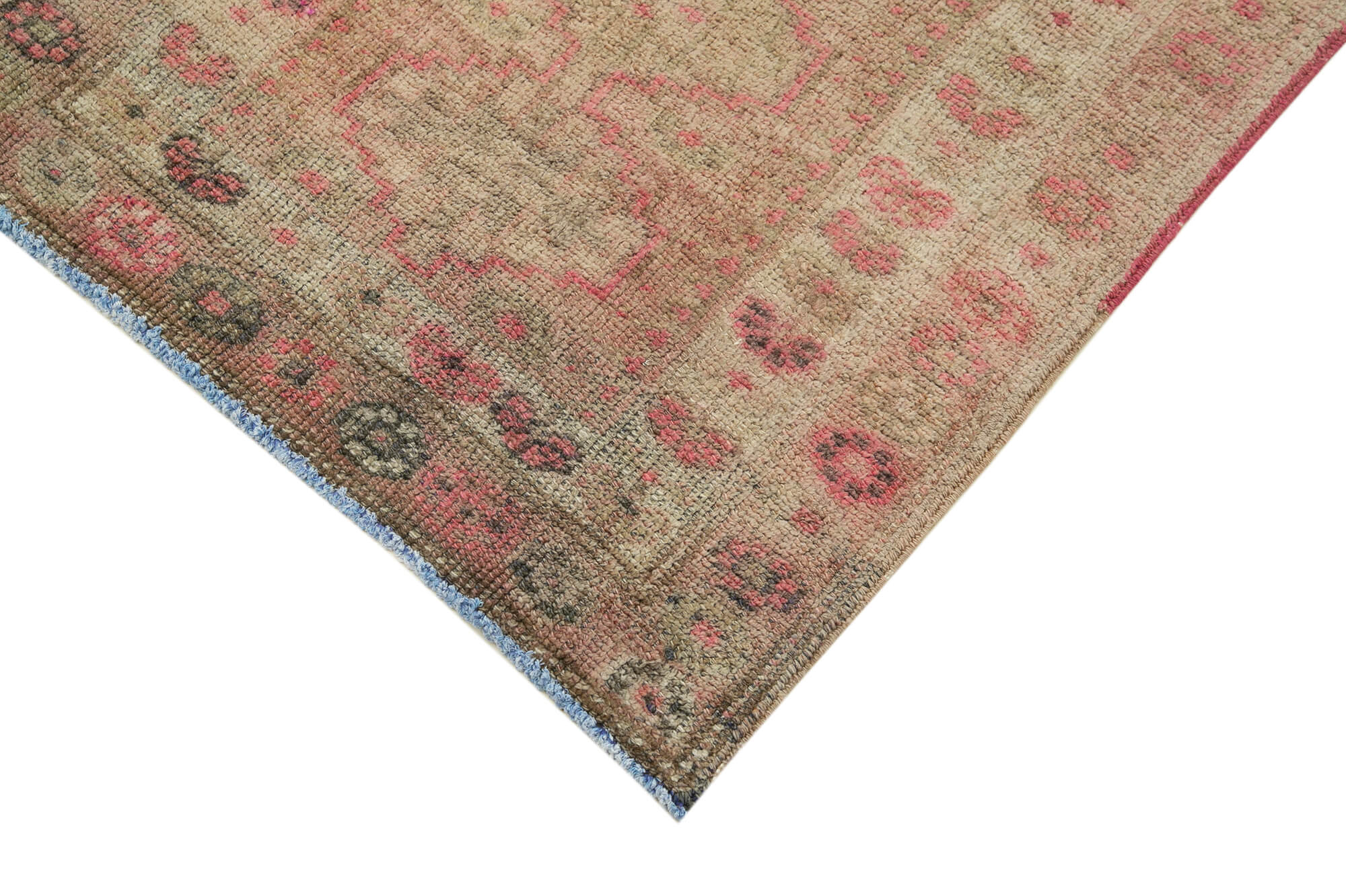 Vintage Handmade Area Rug – Beige Wool Cotton Carpet, Hand Woven Turkish Style 2'6''x10'10''