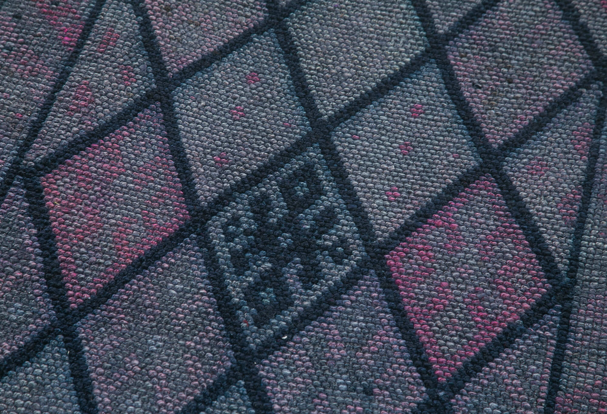 Handmade Vintage Area Rug - Purple Cotton Wool Rug 2'9''x12'1'' Durable Runner